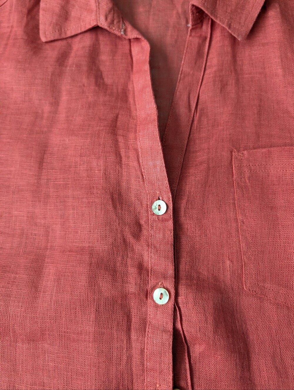 C & C California 100% Linen Rust Cap Sleeve Blouse Size M - Picture 13 of 16